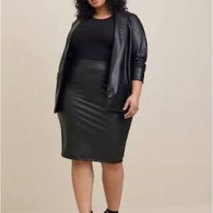 Torrid Sleek Black Leather Pencil Skirt